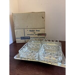 Vintage Hellerware‎ Spinning Condiment Relish Server Set In Original Box # 4050